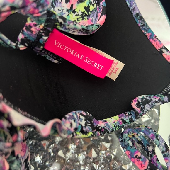 Victoria secret bathing suit bikini top splattered neon colored rainbow 🌈 swim - Picture 7 of 10